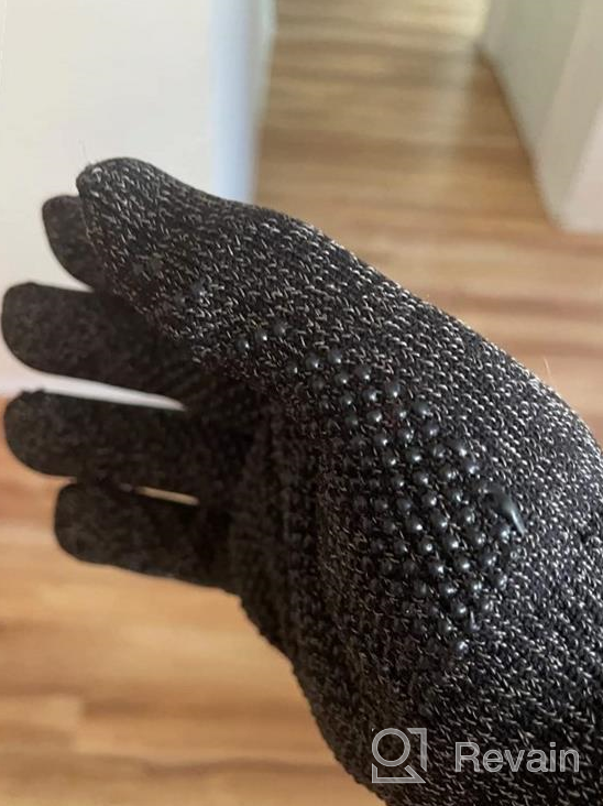 img 1 attached to Mujjo Knitted Winter Gloves with Touch-Screen Compatibility, Dual Insulation Layers, Full-Hand Mobility, Non-Slip Phone Grip and Leather Wrist Cuff". review by David Ramirez