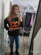img 1 attached to LYXIOF Women Halloween Off Shoulder Sweatshirt Slouchy Shirt Pumpkin Long Sleeve Pullover Tops review by Jessica Brown