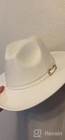 img 5 attached to Women'S White Fedora Hat With Color Belt Buckle - Lisianthus Wide Brim Panama