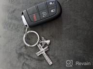 img 1 attached to 🙏 FEELMEM Guardian Angel Prayer Cross Keychain: Boost Safety and Blessings for Drivers with this Protective Gift review by Raymond Wade