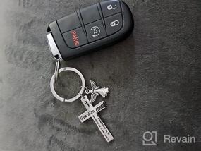 img 5 attached to 🙏 FEELMEM Guardian Angel Prayer Cross Keychain: Boost Safety and Blessings for Drivers with this Protective Gift