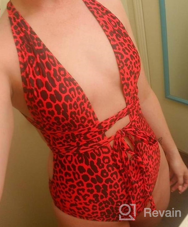 img 1 attached to Get Ready For The Beach With SweatyRocks Women'S Leopard One Piece Swimwear With Criss Cross Tie Knot Front And Open Back review by Audrey Caldwell