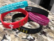 img 1 attached to FINREZIO 16PCS Religious Silicone Bracelet Set with Bible Verses - Christian Wristbands for Grace, Power, Love, Hope, Faith, and Strength Inspirational Gifts review by Micah Manus
