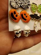 img 1 attached to PHALIN Halloween Earrings Set - Stylish Spider Web Pumpkin Ghost Bat Drop Earring Studs for Women & Girls - Halloween Party Jewelry Set review by Christy Brewer