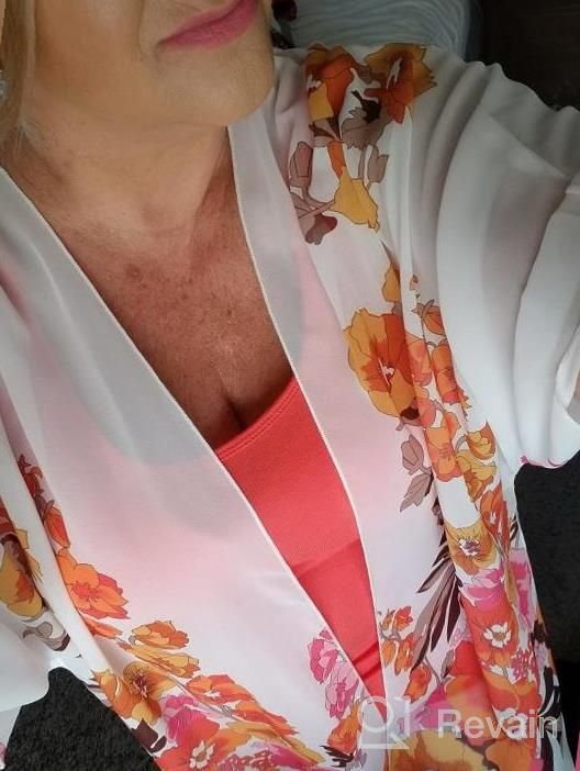 img 1 attached to Women'S Plus Size Sheer Chiffon Kimono Cardigan With Floral Print - Loose Cover Up Outwear Blouse Tops review by Drew Gengler