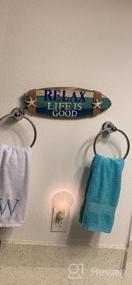 img 5 attached to Coastal Plaque With Surfboard Shape And Starfish Wall Hanging - Perfect Beach Decor For Relaxing Beachcombers, Life Is Good In Blue