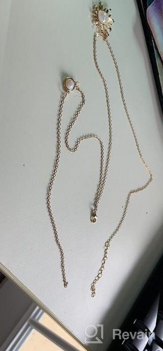 img 1 attached to Double Chain Layered Moon and Sun Choker Necklace with Sunflower Opal Pendant - Perfect Gift for Women review by Kevin Stephan