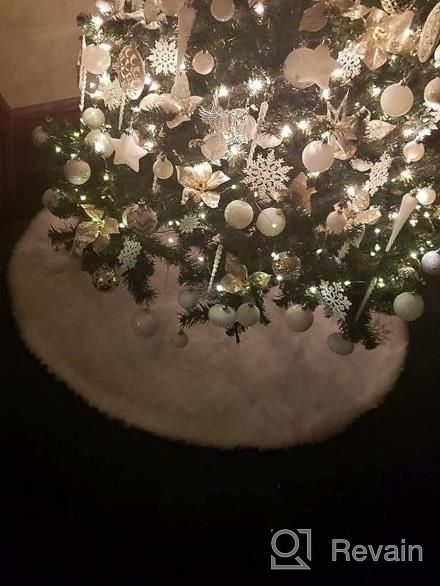 img 1 attached to 36 Inch White Plush Faux Fur Christmas Tree Skirt For Festive Decorations And Merry Christmas Parties review by Dan Weeman