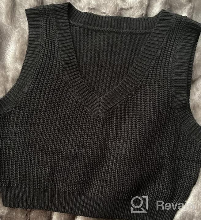 img 1 attached to Stylish And Chic: Shawhuwa Women'S Cropped V-Neck Sweater Vest review by Robert Worlds