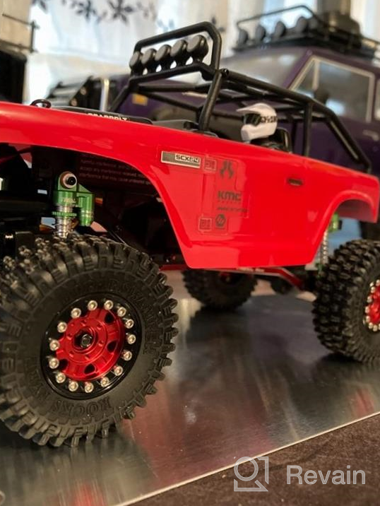 img 1 attached to Red 1.0 Beadlock Wheels And Tires Set By INJORA - 4 Metal Micro Crawler Tires For Axial SCX24 90081 Gladiator, Bronco C10, Deadbolt - Ideal For 1/24 RC Crawler Cars review by Amber Hickman