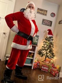 img 6 attached to Роскошный бархатный костюм Санта-Клауса для мужчин - 10 предметов, идеально подходящих для рождественской вечеринки, косплея и торжеств