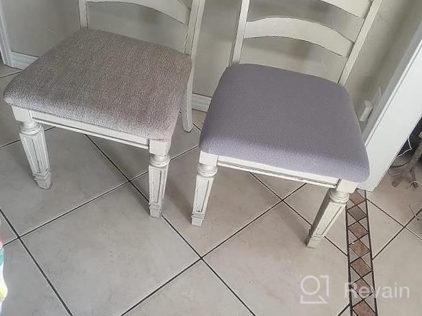 img 1 attached to Stretchy Grey Jacquard Dining Chair Seat Covers Set Of 2 - Smiry Dining Room Chair Covers For Enhanced Protection review by Garrick Prince