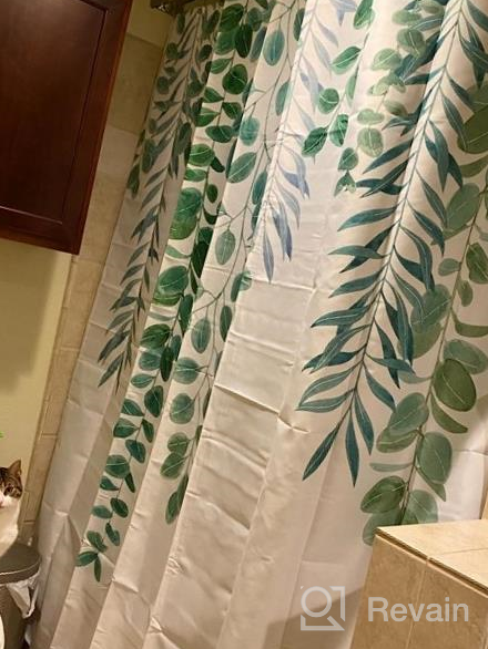 img 1 attached to Transform Your Bathroom With LIVILAN'S Green Leaf Eucalyptus Shower Curtain, Watercolor Sage Leaves Botanical Design, 72X72 Inches With 12 Hooks Included review by Marvin Nadeau