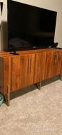 img 1 attached to Walnut 65" Wood TV Stand With Gold Legs, 2 Door Mid Century Modern Credenza Media Console For Living Room, Japandi Sideboard Buffet Cabinet Entertainment Center With Storage review by Justin Spence