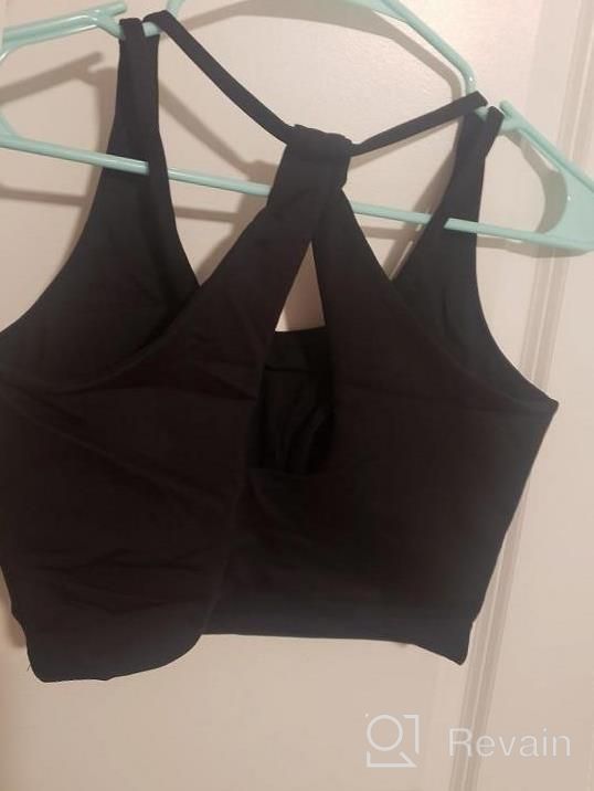 img 1 attached to Medium-Support Longline Yoga Crop Top Camisole With Wirefree And Padded Strappy Racerback For Women'S Workout - TrainingGirl Sports Bra review by Tim Paolucci