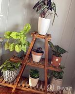 img 1 attached to Rustic Brown 3-Tiered Wooden Plant Stand For Indoor And Outdoor Use - Perfect For Displaying Multiple Flower Pots And Garden Plants review by Jay Williamson