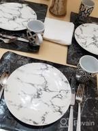 img 1 attached to Coffeezone Marble Design Porcelain Dinner Accent Plates Set Of 4 (10 Inches) review by Raymond Wade
