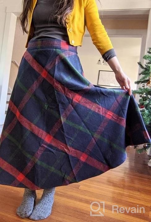 img 1 attached to Women'S Wool Plaid A-Line Pleated Long Skirt Winter Warm Elastic Waist review by Shannon Myers
