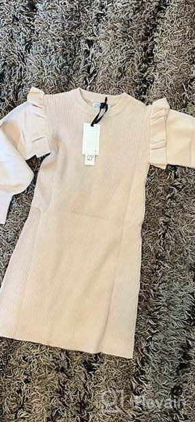 img 1 attached to 👗 Stylish Girls Crew Neck Sweater Dress: Lantern Sleeve Knit Ruffled Dress for Ages 5-12 review by Stephen Hobbs