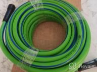 img 1 attached to 5/8" X 10' Garden Hose - Heavy Duty Hybrid, Kink Resistant, All-Weather Flexible With Swivel Grip Handle & 3/4" GHT Brass Fittings (Green + Blue) review by Angela Petersen
