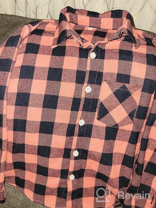 img 1 attached to Flannel Plaid Shirt for Girls and Women with Long Sleeves, Button Down Cotton Shirts in Sizes 3 Months to US 2XL by SANGTREE review by Leah Griffin