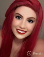 img 1 attached to Long Wavy Red Lace Front Wig For Women By Kalyss 28 - Heat Resistant, Yaki Synthetic Fiber Middle-Parted Wig With Frontal Lace, Ideal For Any Event review by Rick Howlett