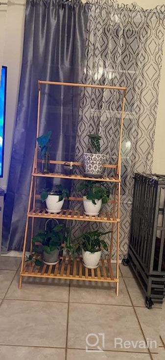 img 1 attached to COPREE Bamboo 3-Tier Hanging Plant Stand: Organize Your Garden In Style! review by Clint Fick