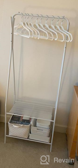 img 1 attached to White Metal Clothing Rack With Shelves And Hooks - YOUDENOVA Garment Organizer review by Charles Chambers