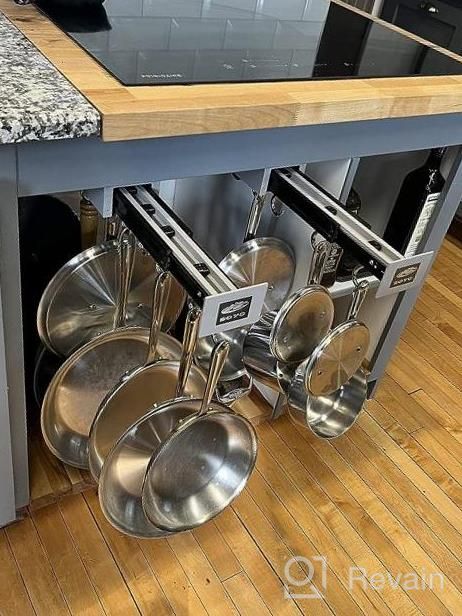 img 1 attached to Black 7 Hook Sliding Pantry Organization And Storage Adjustable Pot Racks Pan Utility Organizer Pull Out Kitchen Cabinet review by Angel Serafini