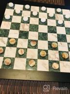 img 1 attached to Marble White & Green Onyx Checkers Set - 32 Handmade Non-Wooden Pieces For 15" Board - Complete Game Figures review by Matt Larsen