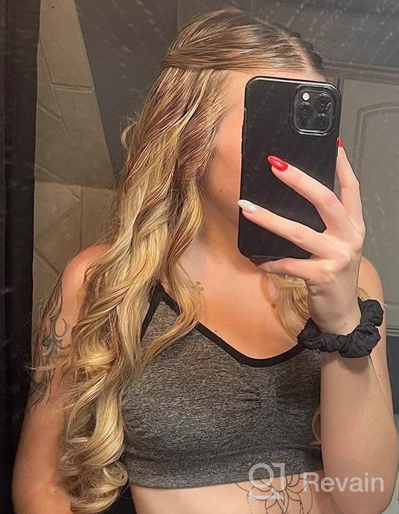 img 1 attached to Medium Blonde Invisible Wire Hair Extensions With Pale Highlights - 20 Inch Adjustable Size Transparent Headband Removable Secure Clips For Women'S Curly Wavy Secret Hairpiece By REECHO review by Paul Philippe