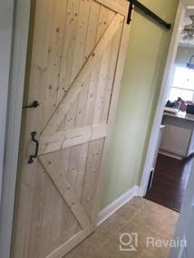 img 7 attached to SMARTSTANDARD 42x84 Sliding Barn Door Kit: DIY Unfinished Solid Spruce Wood Panelled Slab, K-Frame, Natural Finish - Includes 7ft Hardware & Handle