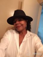 img 1 attached to Wide Brim Wool Fedora Panama Hat for Women with Belt Buckle - Lisianthus review by Doug Olson