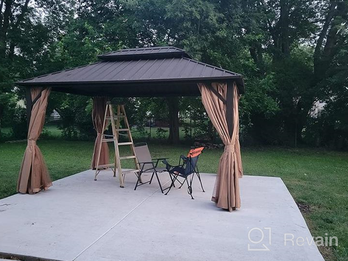 img 1 attached to 🏖️ YOLENY 10' X 13' Hardtop Gazebo: Durable Steel Roofed Outdoor Gazebos with Netting and Curtains - Ideal for Garden, Patio, Lawns, and Parties review by Jonathan Sanders