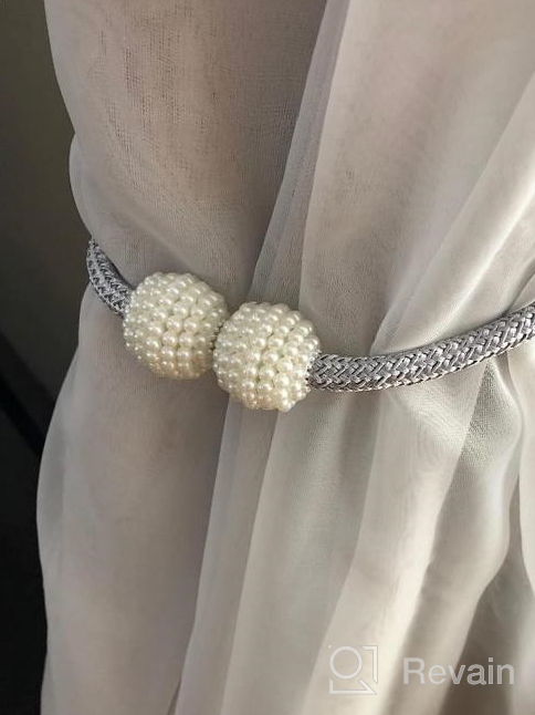 img 1 attached to Stylish And Functional: Kirecoo 2 Pack Magnetic Pearl Curtain Tiebacks For Elegant Draping review by Darren Cole