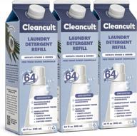 3 pack of fragrance-free cleancult liquid laundry detergent refills - eco-friendly and hypoallergenic - tough on tough stains and odors - up to 64 loads per 32oz carton logo
