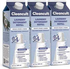 img 4 attached to 3 Pack Of Fragrance-Free Cleancult Liquid Laundry Detergent Refills - Eco-Friendly And Hypoallergenic - Tough On Tough Stains And Odors - Up To 64 Loads Per 32Oz Carton