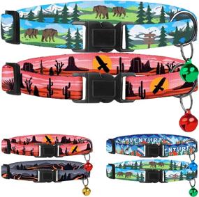 img 4 attached to 🐱 Set of 2 Adjustable Murom Breakaway Cat Collars in Nature Pattern Prints - Safe & Stylish Collars for Cats, Kittens, Girls & Boys