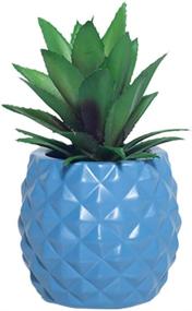 img 4 attached to 03 Blue Artificial Succulent Pineapple Decor - Perfect Home Office Kitchen Table Accent Piece