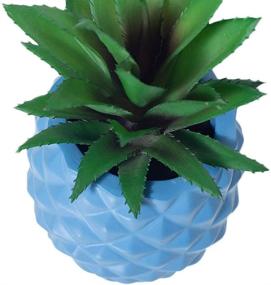 img 2 attached to 03 Blue Artificial Succulent Pineapple Decor - Perfect Home Office Kitchen Table Accent Piece