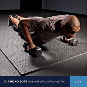 img 3 attached to IncStores 1/2 Inch Thick Diamond Soft Foam Flooring Tiles High-Density Interlocking Foam Tiles For Rugged Style In Your Home Gym, Playroom, And More Black, 6 Tiles