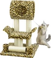 🐱 go pet club leopard cat tree condo house - 18w x 17.5l x 28h inches: premium quality and stylish design logo