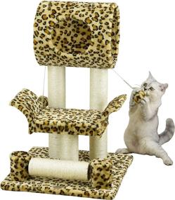 img 1 attached to 🐱 Go Pet Club Leopard Cat Tree Condo House - 18W x 17.5L x 28H Inches: Premium Quality and Stylish Design