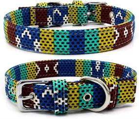 img 2 attached to Tangpan Pet Dog Prong Buckle Collar Puppy Art Printing Canvas Seatbelt (Dots Blue,XS)