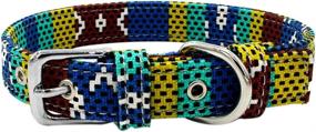 img 4 attached to Tangpan Pet Dog Prong Buckle Collar Puppy Art Printing Canvas Seatbelt (Dots Blue,XS)