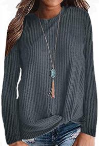 img 3 attached to Casual Long Sleeve Twist Knot Top For Women - Loose Blouse Tunic With Cute Design By TODOLOR