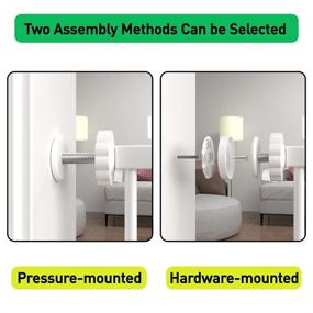 img 2 attached to 🚧 ALLAIBB Walk Through Baby Gate Auto Close Tension Metal White Safety Gate for Stairs, Doorways, and Kitchen - Pressure Mount, Adjustable Width (White, 62.60"-65.35")