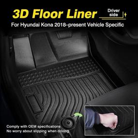 img 3 attached to 🚗 Premium Cartist Floor Mats - Custom Fit for Kona TPO, High Edge Floor Liners | 2018-2022 Hyundai Kona | Odorless, Compatible for All Models (Not for Hybrid and EV)