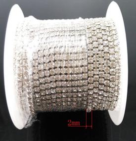 img 3 attached to 💎 Yueton 11 Yards 2MM Crystal Rhinestone Close Chain Trimming Claw Chain: Perfect for DIY Jewelry Crafts (Silver)