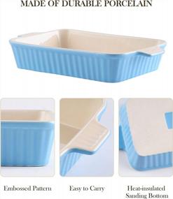 img 2 attached to MALACASA Porcelain Baking Pans Set Of 4 - Oven-Safe Rectangular Lasagna Dishes For Cooking Cake, Casserole Dish (9.4"/11.1"/12.2"/14.7"), Series BAKE.BAKE - Blue.